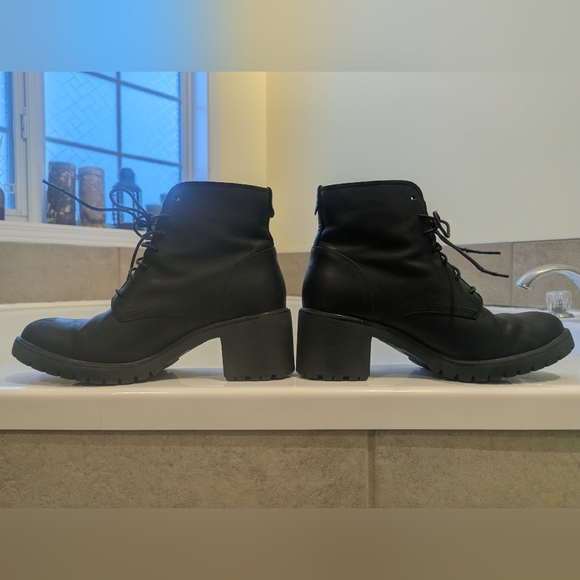 Timberland Genuine Leather Ankle Boots Lace-up Heeled Combat SZ8 - Picture 10 of 15